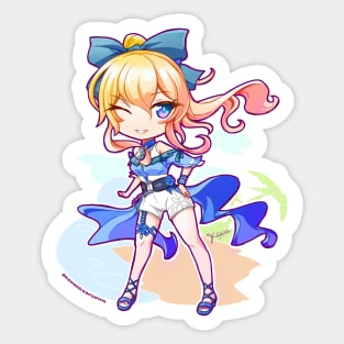 Anime Genshin Impact Jean fanart chibi in summer costume Sticker